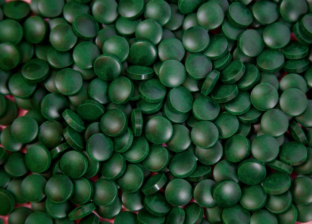 Fond de comprimés de spiruline