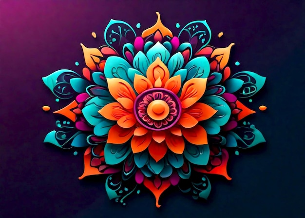 Fond de conception de mandala de luxe 3D en image multicolore