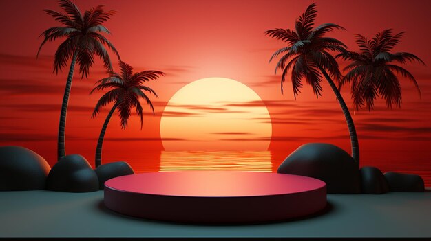 fond de conception de podium coucher de soleil fond d'écran HD 8K Image photographique