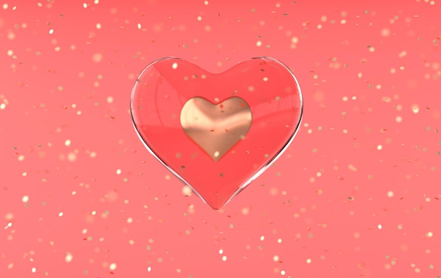 Fond de confettis dorés coeurs saint valentin affiche de célébration d'amour modèle de bannière de carte de voeux