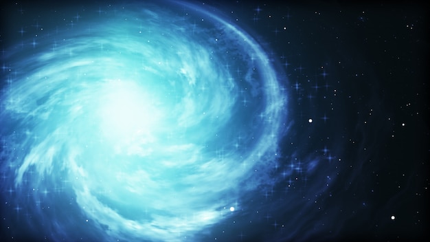 Fond cosmique clair avec vortex rougeoyant bleu.
