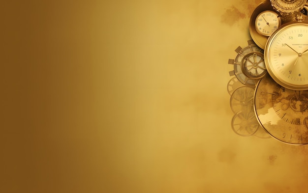 Un fond de couleur or avec une horloge qui dit le mot temps dessus.