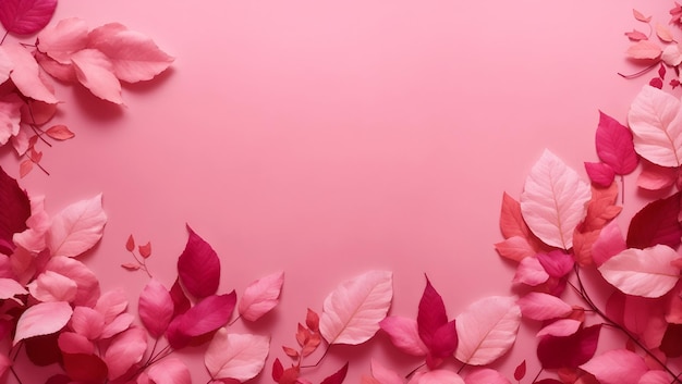 Fond de couleur rose abstrait avec fond d'écran de conception de feuilles de couleur rose