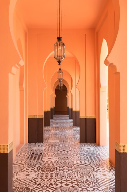 Fond de couloir de style marocain arabe sable orange