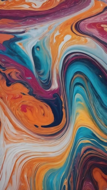 Fond créatif de texture marbrée colorée avec des vagues abstraites style art liquide peint avec de l'huile