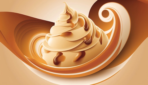 Fond de crème glacée d'été au tourbillon de caramel AI générative