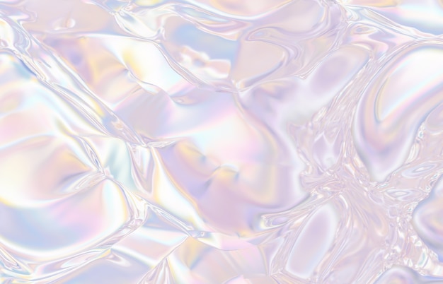 Fond de cristal géométrique abstrait, texture irisée, gemme à facettes, liquide. Rendu 3D.