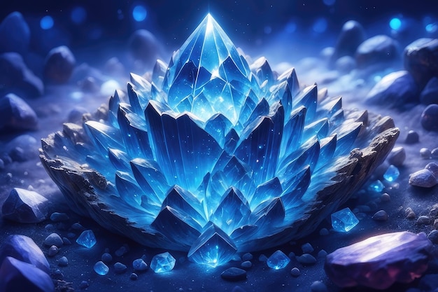 Fond de cristaux lumineux bleu