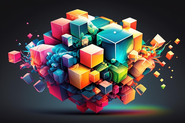 Photo fond de cube abstrait coloré