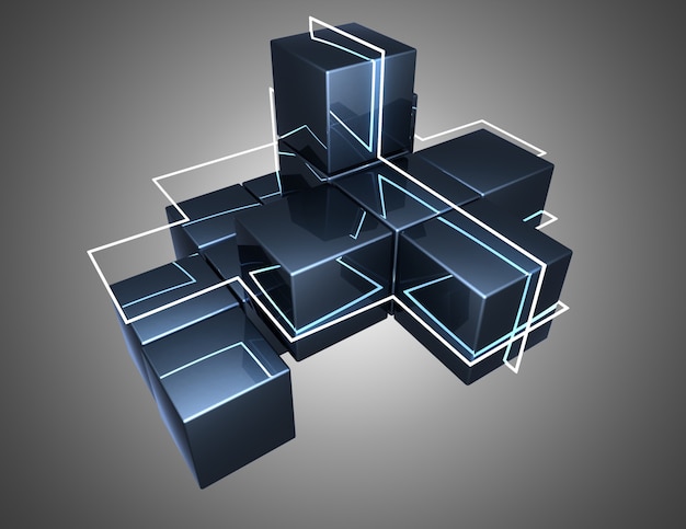 Fond de cubes abstraits. illustration 3D