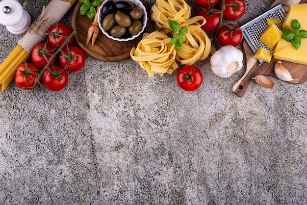 Fond de cuisine italienne avec des pâtes