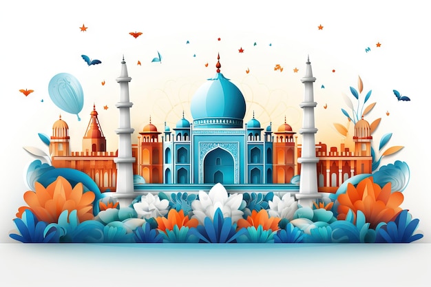 Fond décoratif de la fête de l'indépendance de l'Inde Eid Mubarak Generative AI
