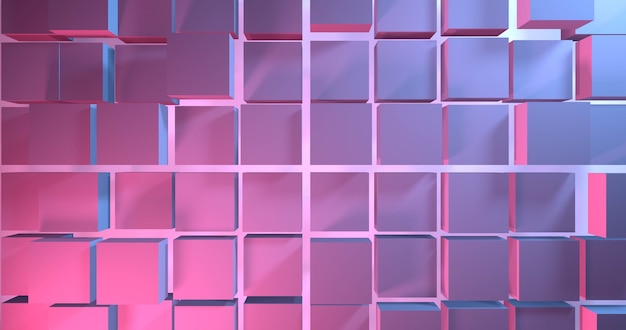 Fond décoratif géométrique de cubes roses et bleus