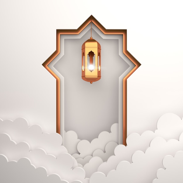 Fond de décoration islamique avec nuage de lanterne