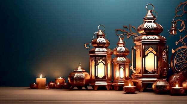 Le fond de la décoration des lanternes du Ramadan rendu 3D