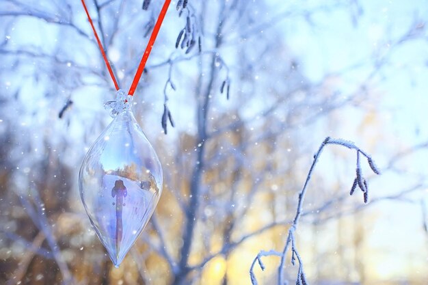 Fond de décoration nature jouet de Noël en plein air