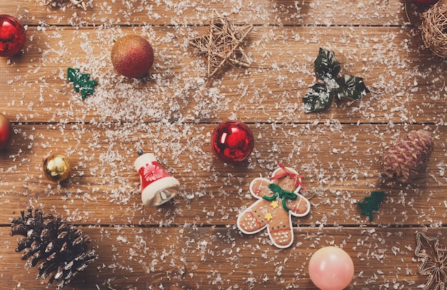 Fond de décorations d'arbre de Noël.