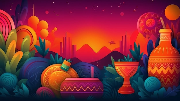 Fond dégradé d'illustration pour la célébration du cinco de mayo