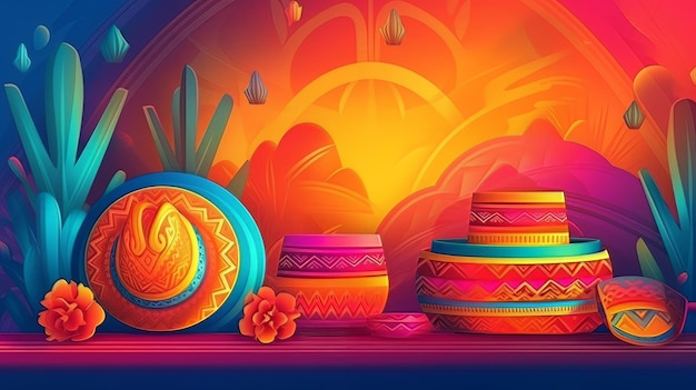 Fond dégradé d'illustration pour la célébration du cinco de mayo