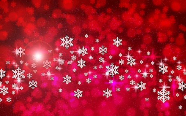 Fond dégradé rouge de Noël et du nouvel an avec des étoiles et des flocons de neige