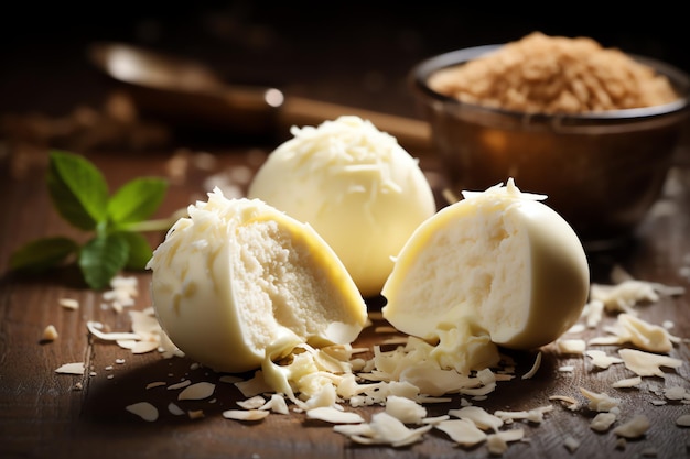 Fond de dessert savoureux à la truffe au chocolat blanc