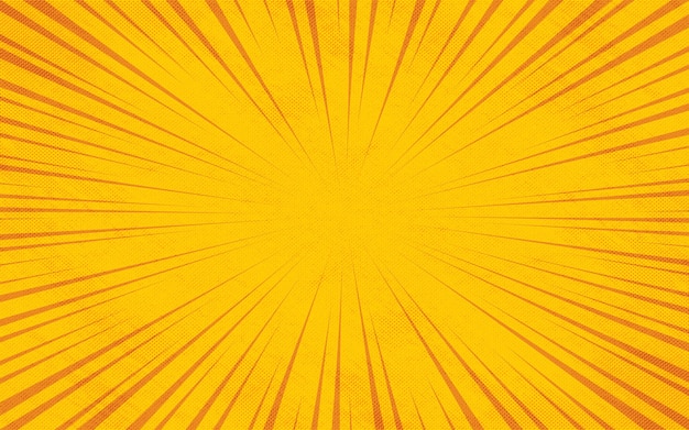 fond de dessin animé coloré de rayons de zoom comique jaune
