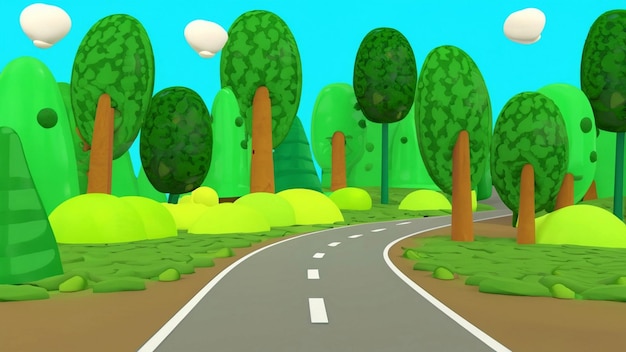 Fond de dessin animé du paysage forestier