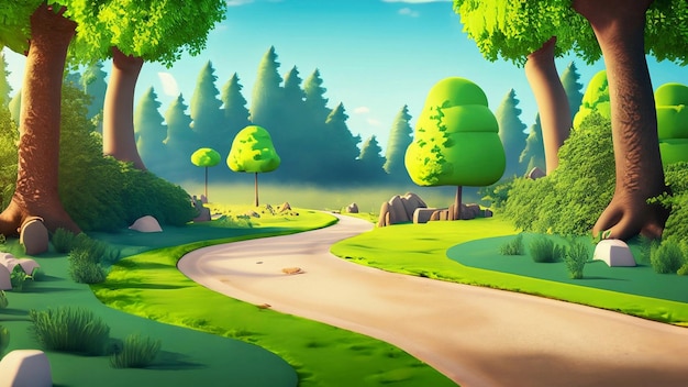 Fond de dessin animé du paysage forestier