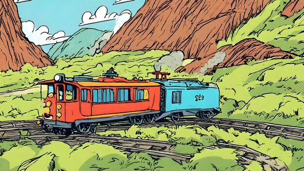 Fond De Dessin Animé De Train Très Cool