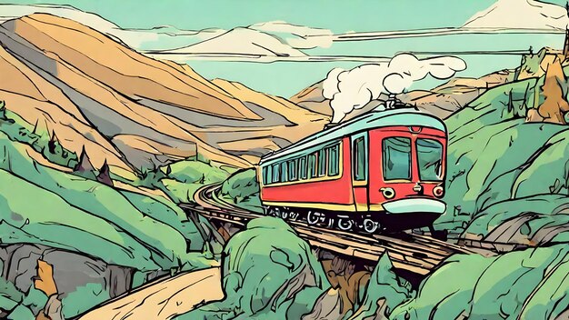 Fond De Dessin Animé De Train Très Cool