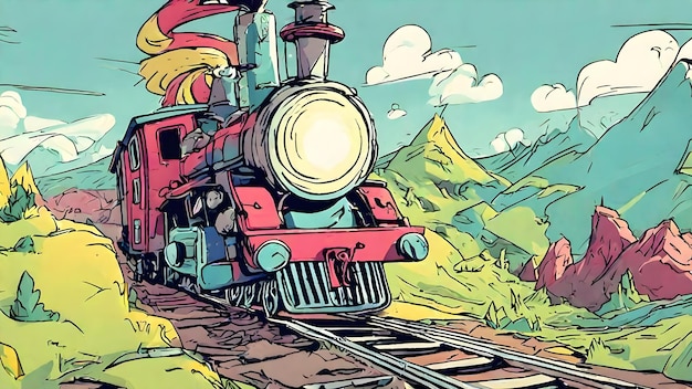 Photo fond de dessin animé de train très cool