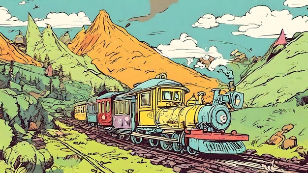 Fond De Dessin Animé De Train Très Cool