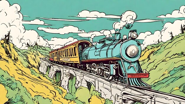 Fond De Dessin Animé De Train Très Cool