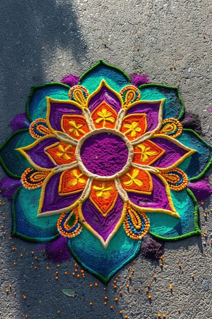 un fond avec un dessin Rangoli symétrique