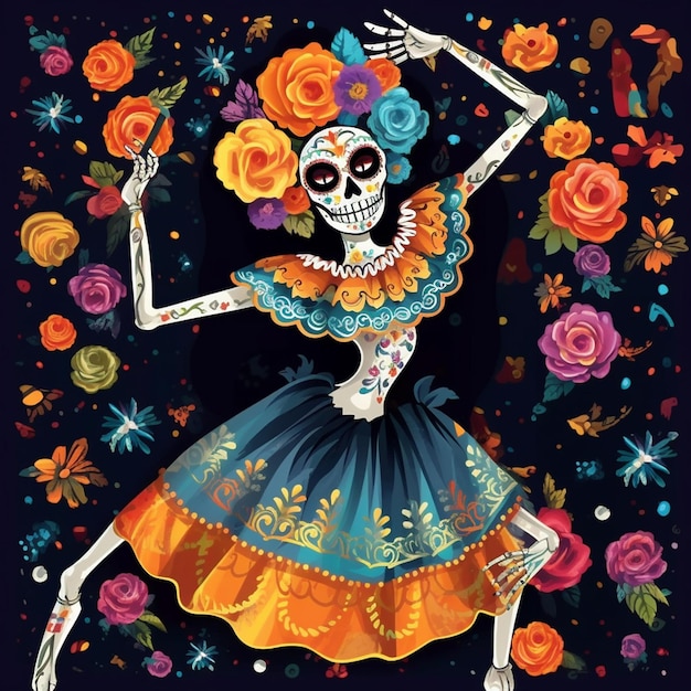 Un fond dia da muertos ia cateina vecteur