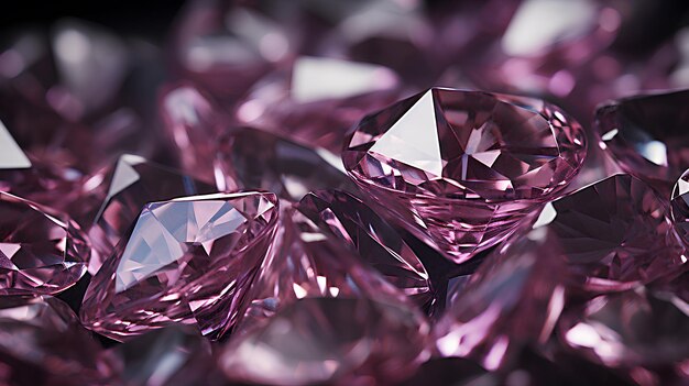 Photo le fond des diamants en cristal rose en gros plan