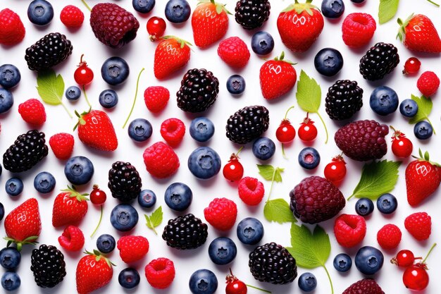 Fond de différents fruits de baies Mélange d'été savoureux Generative AI