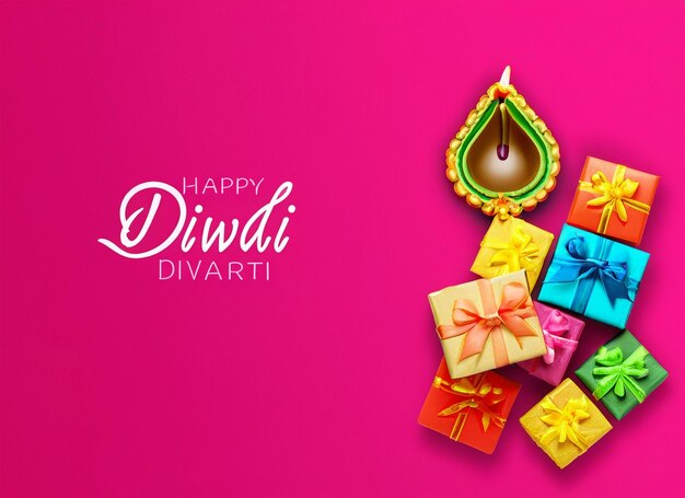 Photo fond de diwali avec coffrets cadeaux diwali concept