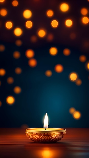 Fond de Diwali avec lampe et lumières bokeh