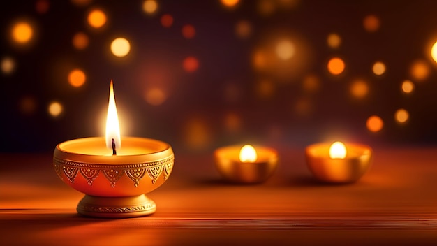 Fond de Diwali avec lampe et lumières bokeh