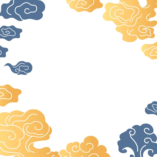 Le fond du cadre png oriental nuage clipart transparent en or chinois
