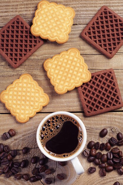 Fond avec du café et des biscuits