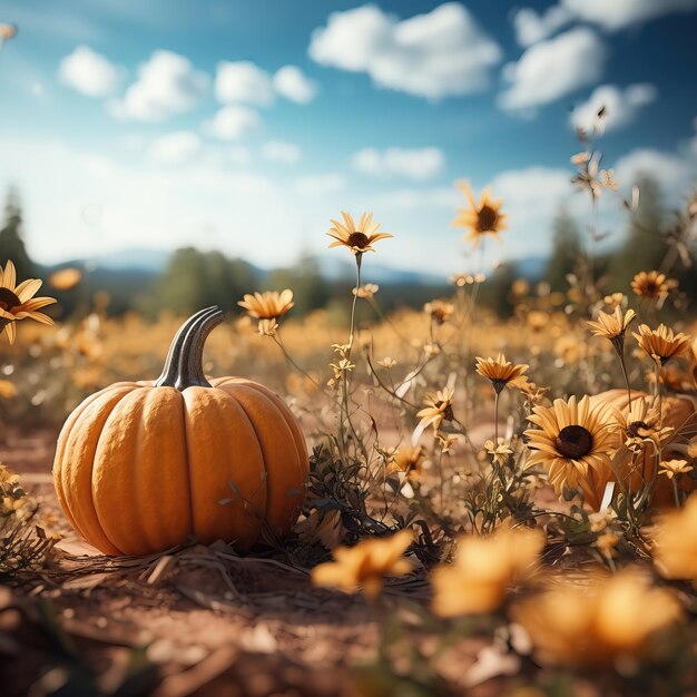 Photo fond du champ de citrouille du jour de thanksgiving