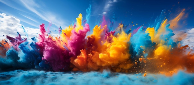 Photo le fond du concept de la poudre d'holi colorée