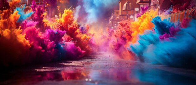 Photo le fond du concept de la poudre d'holi colorée