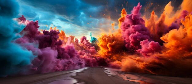 Photo le fond du concept de la poudre d'holi colorée