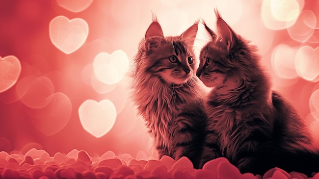 fond du couple de chats du jour de la Saint-Valentin
