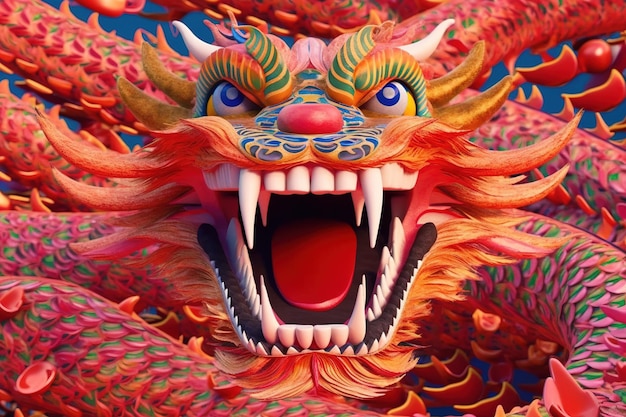 Le fond du dragon du zodiaque et du rouge chinois