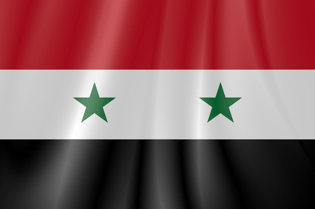 fond du drapeau de la syrie sur un tissu légèrement ondulé