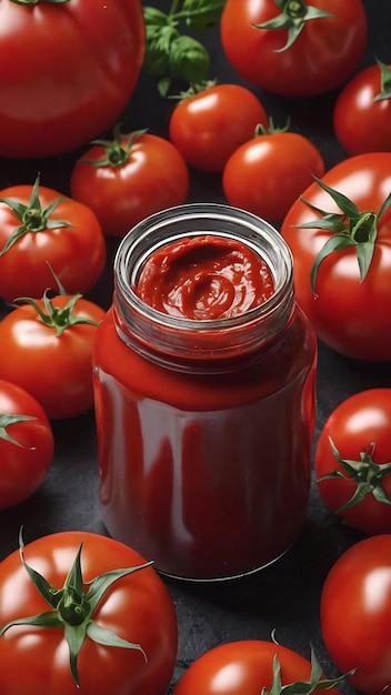 Le fond du pot de pâte de tomate en gros plan